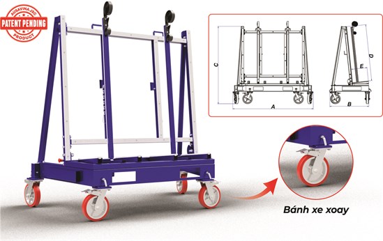 Xe đẩy Nhôm giúp việc di chuyển vật liệu dạng tấm trở nên đơn giản